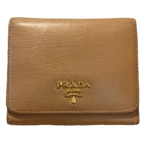 Prada Tri-Fold Compact Leather Wallet